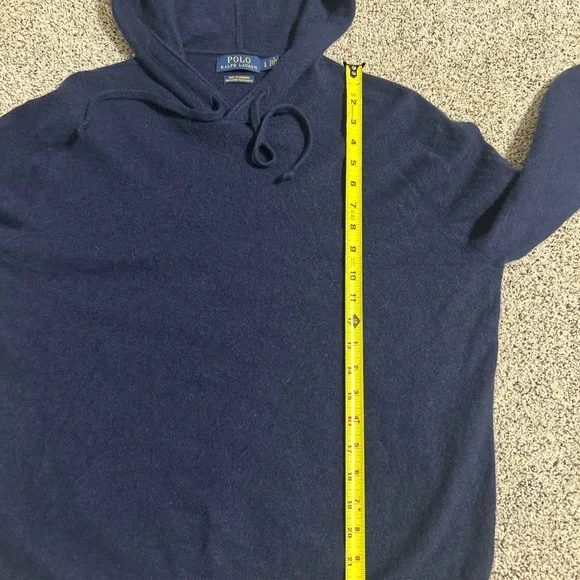 Polo Ralph Lauren Men’s Blue Cashmere Washable Hooded Sweater Size Large EUC